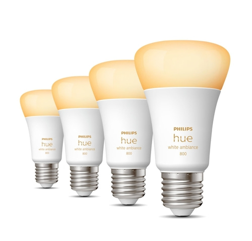 PHILIPS Hue White & Ambiance E27 4er Set LED Leuchten 800lm Smarte Leuchtmittel