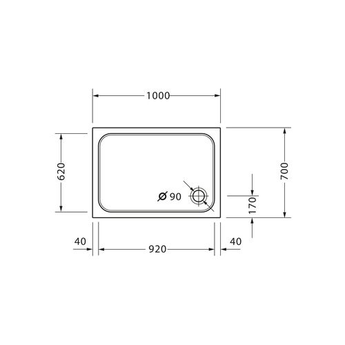 DURAVIT Duschwanne D-Code 1000x700mm Weiß Rechteck Ablaufdurchmesser 90mm