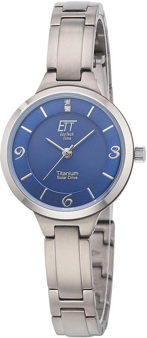 Blaue ETT EcoTech Time Titan Solar Drive Uhr mit silbernem Armband