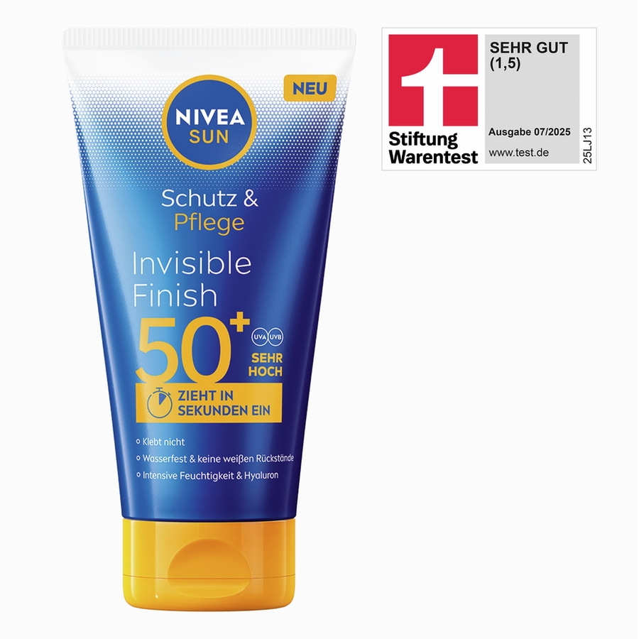 Nivea Sonnencreme, Invisible Finish, Schutz & Pflege, LSF 50, sehr hoch, zieht schnell ein, klebt nicht, wasserfest