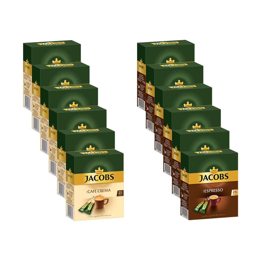 JACOBS Löskaffee Typ Cafe Crema 6 x 25 Sticks + Typ Espresso 6 x 25 Sticks