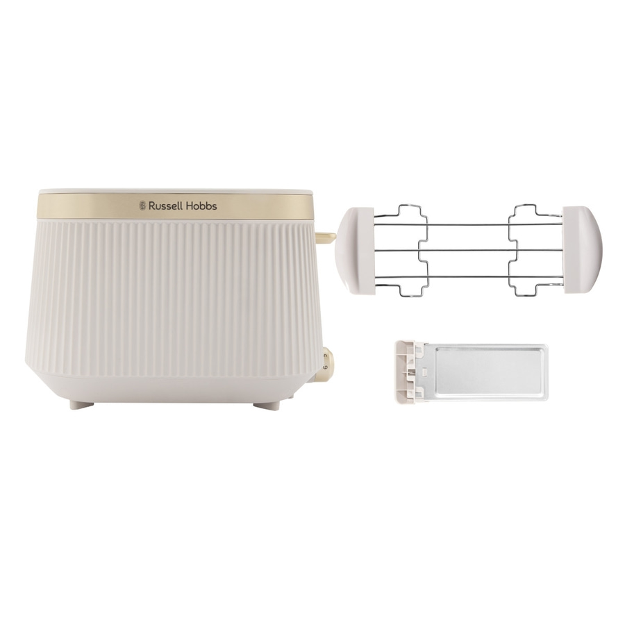 Toaster mit Zubehör, weiß und goldfarben, Russell Hobbs, isoliert