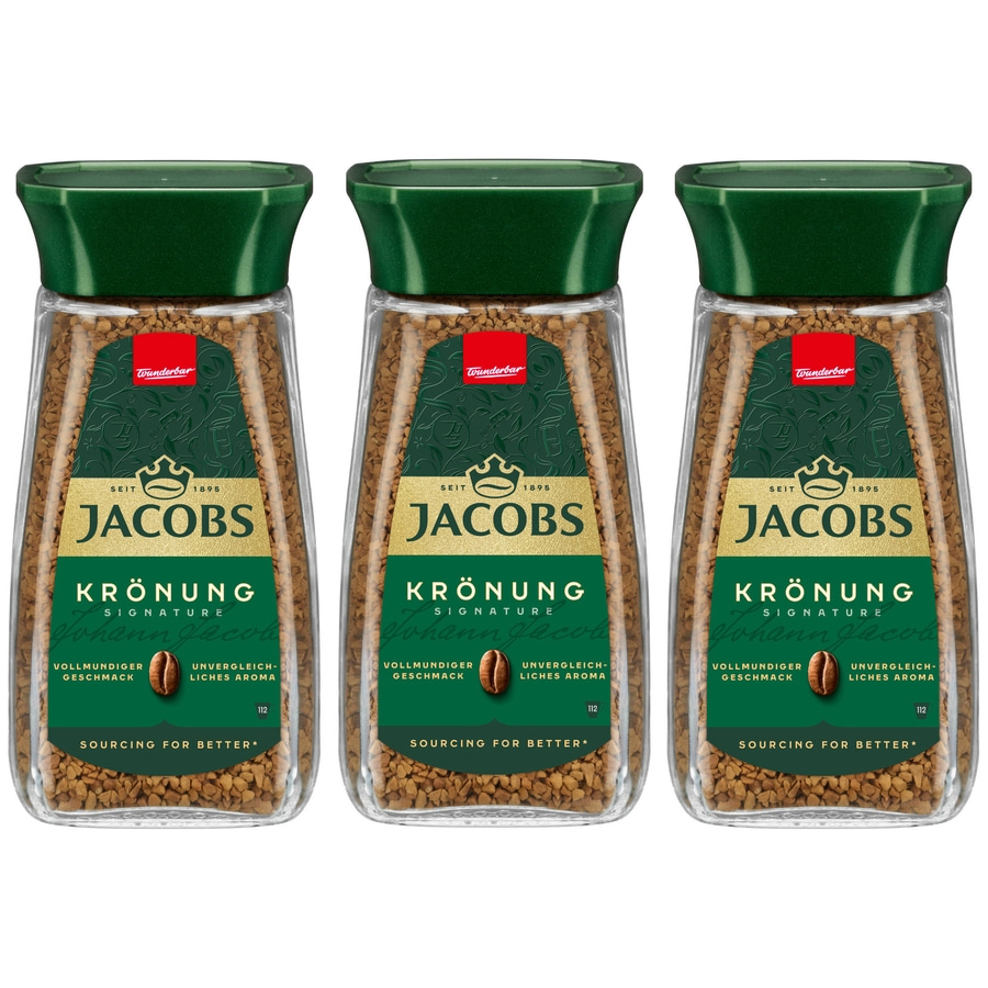 JACOBS Löskaffee Krönung 3 x 200 g Gläser löslicher Kaffee Instantkaffee - 600 g
