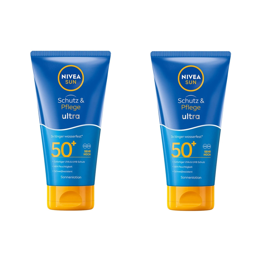 NIVEA SUN Schutz & Pflege Ultra Lotion wasserfeste Sonnencreme LSF50+ 2 x 150ml