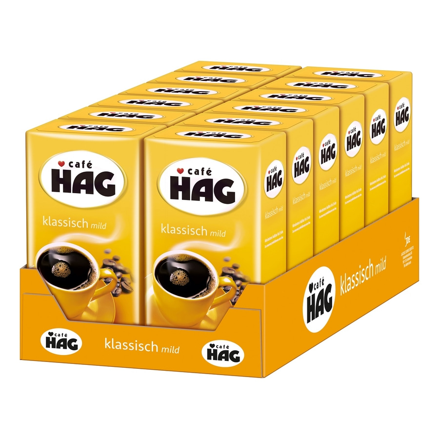 CAFÉ HAG Filterkaffee Klassisch mild entkoffeiniert 12 x 500g Kaffee koffeinfrei