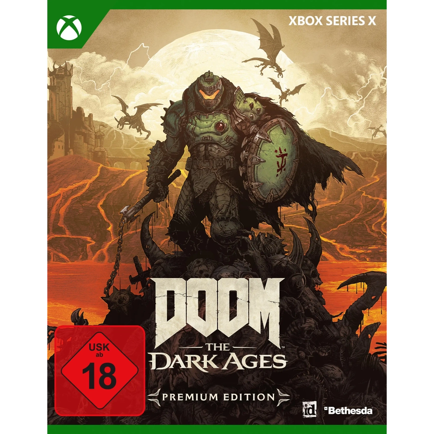 DOOM The Dark Ages Premium Edition Xbox Series X Cover mit USK ab 18 Siegel