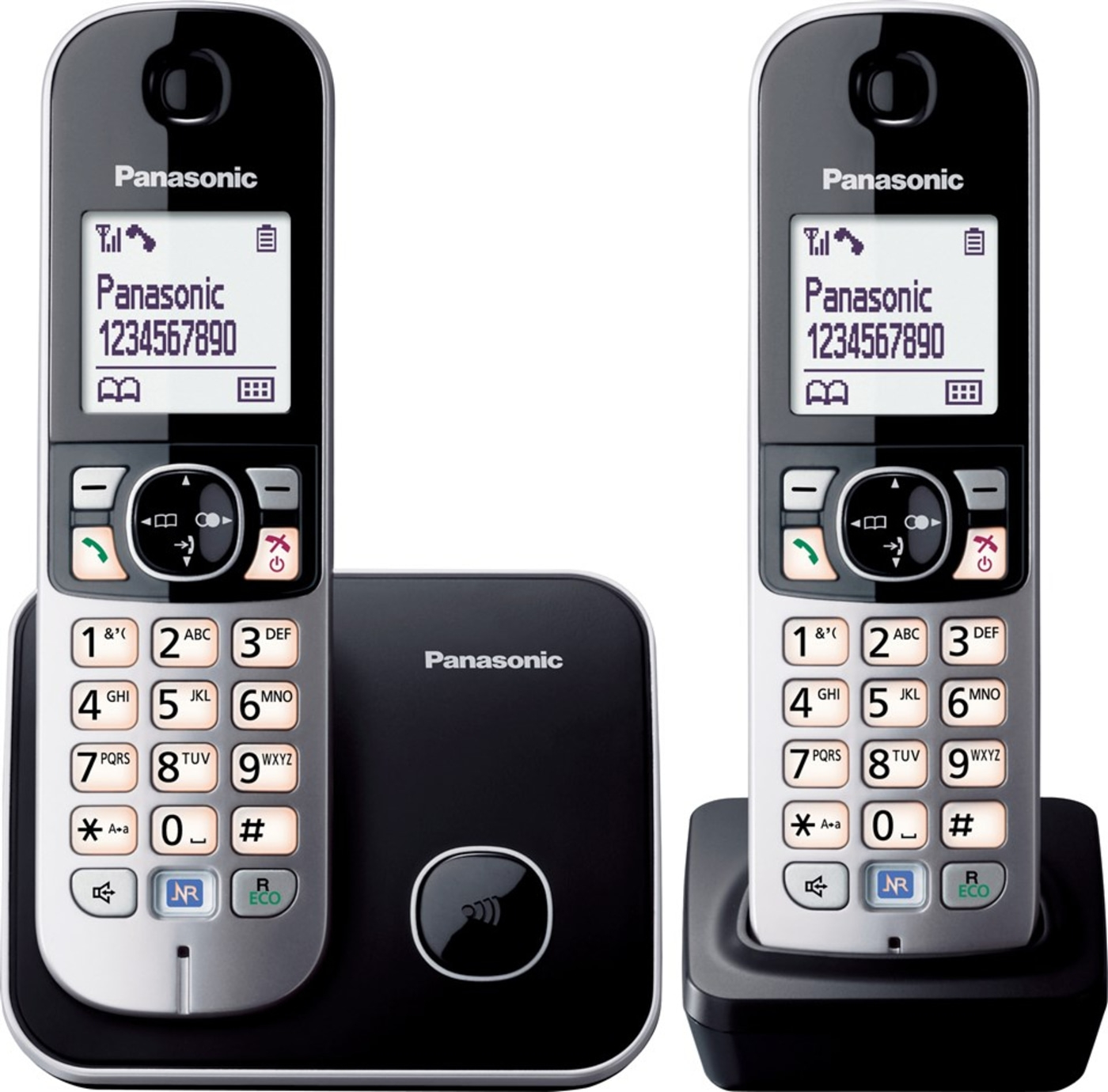 PANASONIC KX-TG6812GB Duo Schnurlostelefon 2 Mobilteile Ökomodus silber B-Ware