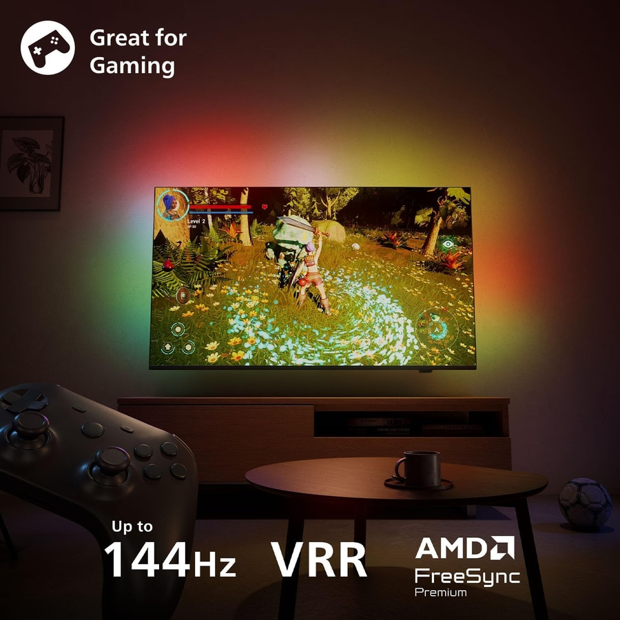 PHILIPS QLED Ambilight Fernseher 65 Zoll 4K UHD Smart TV 65PUS9000/12 144 Hz