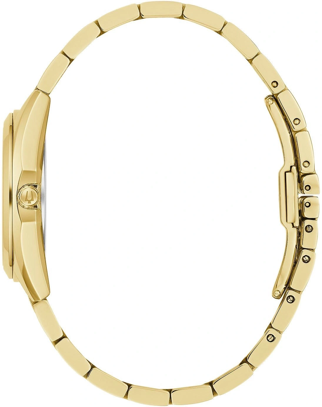 Goldene Armbanduhr, Seitenansicht, elegantes Design, luxuriöses Accessoire, Detailaufnahme