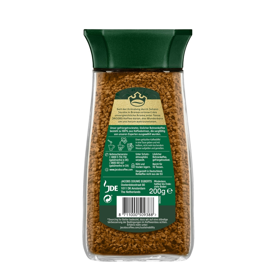 JACOBS Löskaffee Krönung 3 x 200 g Gläser löslicher Kaffee Instantkaffee - 600 g