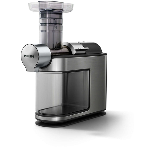 Philips Entsafter, Edelstahl, modernes Design, transparente Behälter, Küchengerät