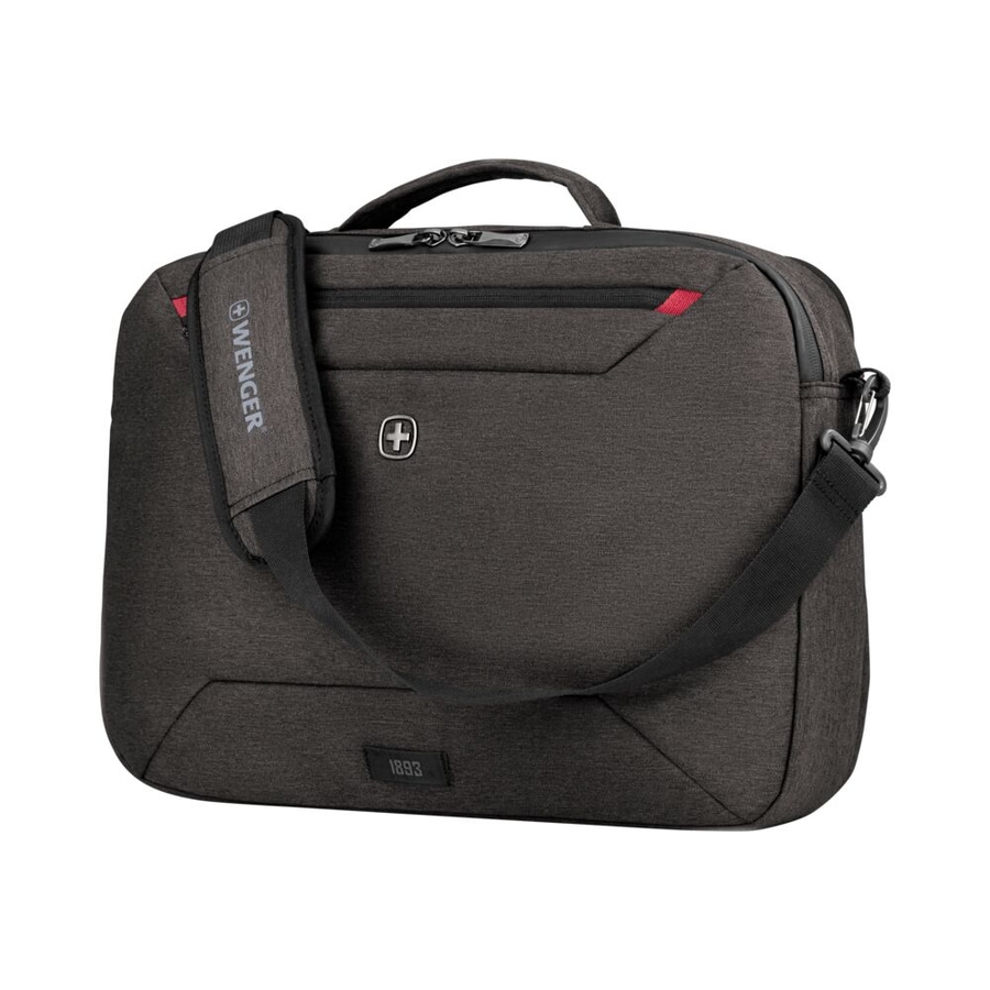 Wenger-Laptoptasche, dunkelgrau, mit Schultergurt und Griff, 1893-Logo, isoliert