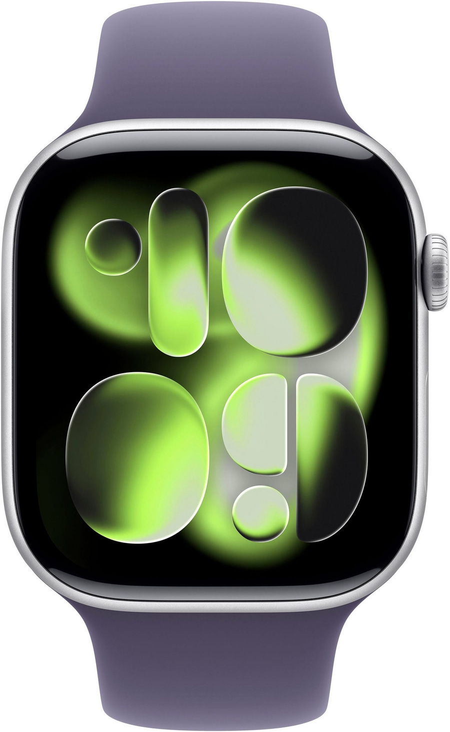 Eine Apple Watch mit einem abstrakten Zifferblatt in Grün und Schwarz.