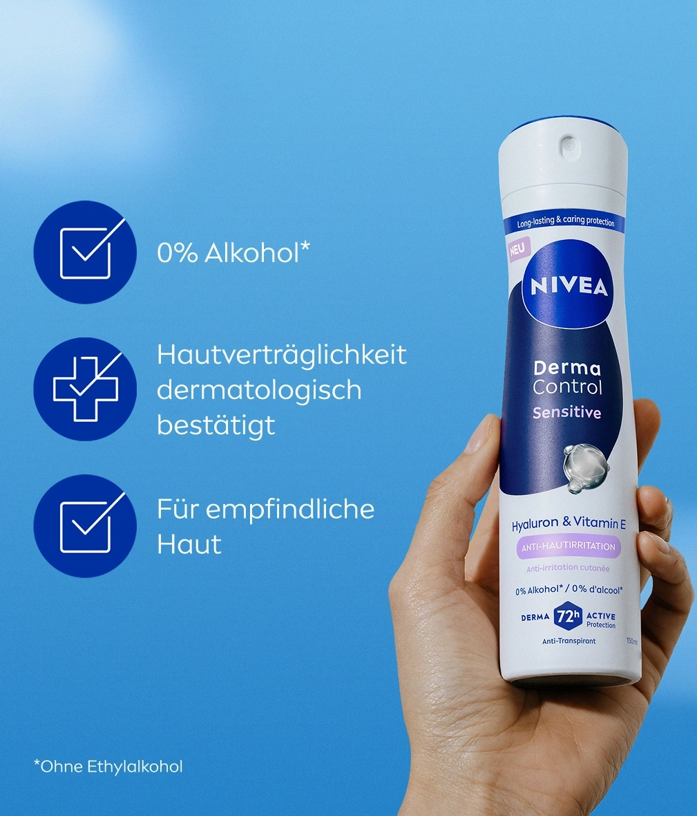 Nivea Derma Control Sensitive Deospray, 72h Schutz für empfindliche Haut