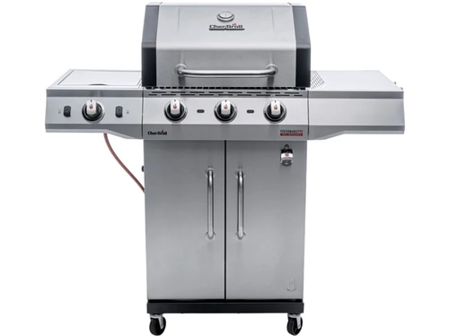Edelstahl-Gasgrill mit drei Brennern und Schrank. Char-Broil Performance Pro.