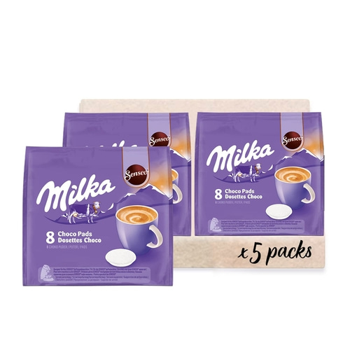 Milka Choco Pads, 5 Packungen, Kaffeepads, Senseo, Schokolade, Getränk, Packung, lila