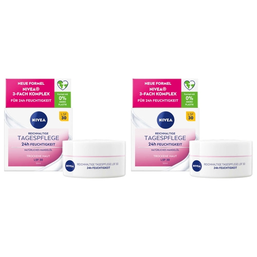 NIVEA Reichhaltige Tagespflege für trockene Haut mit Mandelöl LSF30 2 x 50ml