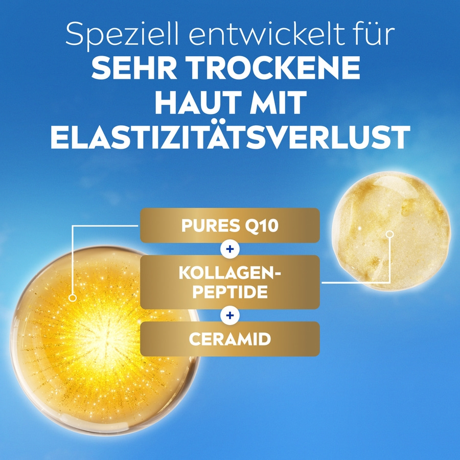 Hautpflege mit Q10, Kollagen und Ceramiden für trockene Haut