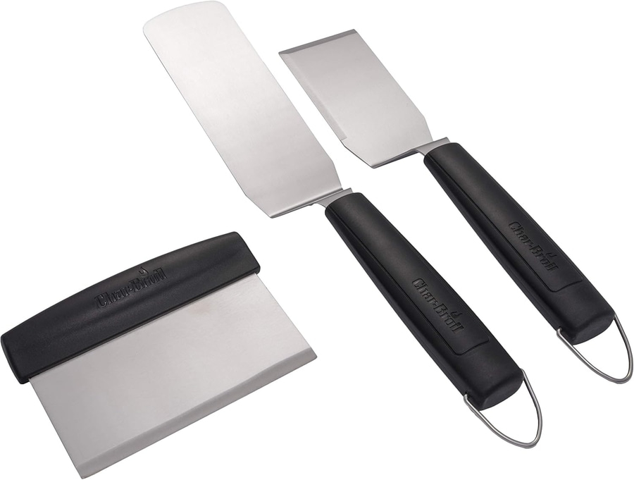 Grillwerkzeug-Set, Char-Broil, Spatel, Schaber, Edelstahl, schwarze Griffe, Küchenutensilien