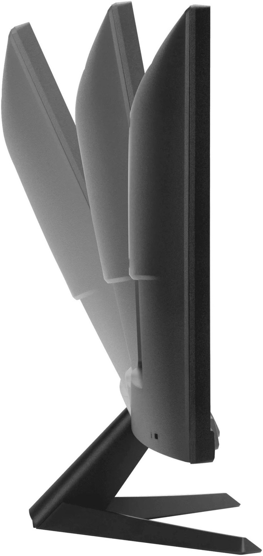 Monitor in Schwarz, Seitenansicht, mit Standfuß, Winkel, Technologie, Bildschirm