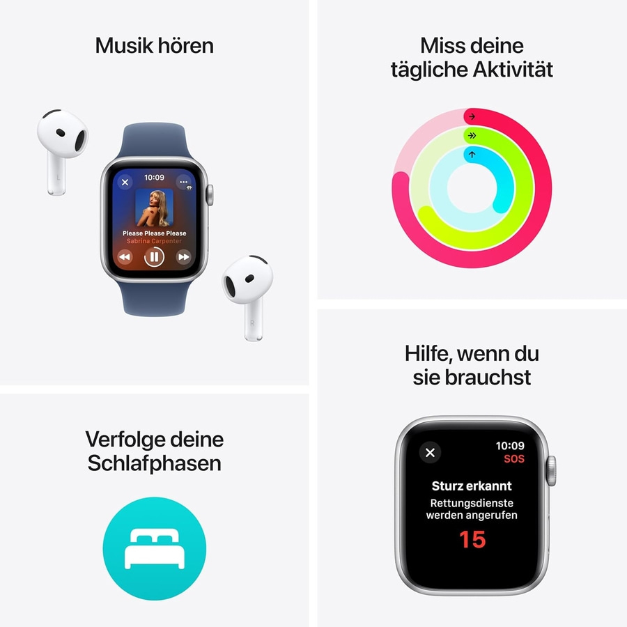 APPLE Watch SE 2024 GPS+Cell 40mm Aluminium Sportband schwarz MXGC3QF/A B-WARE