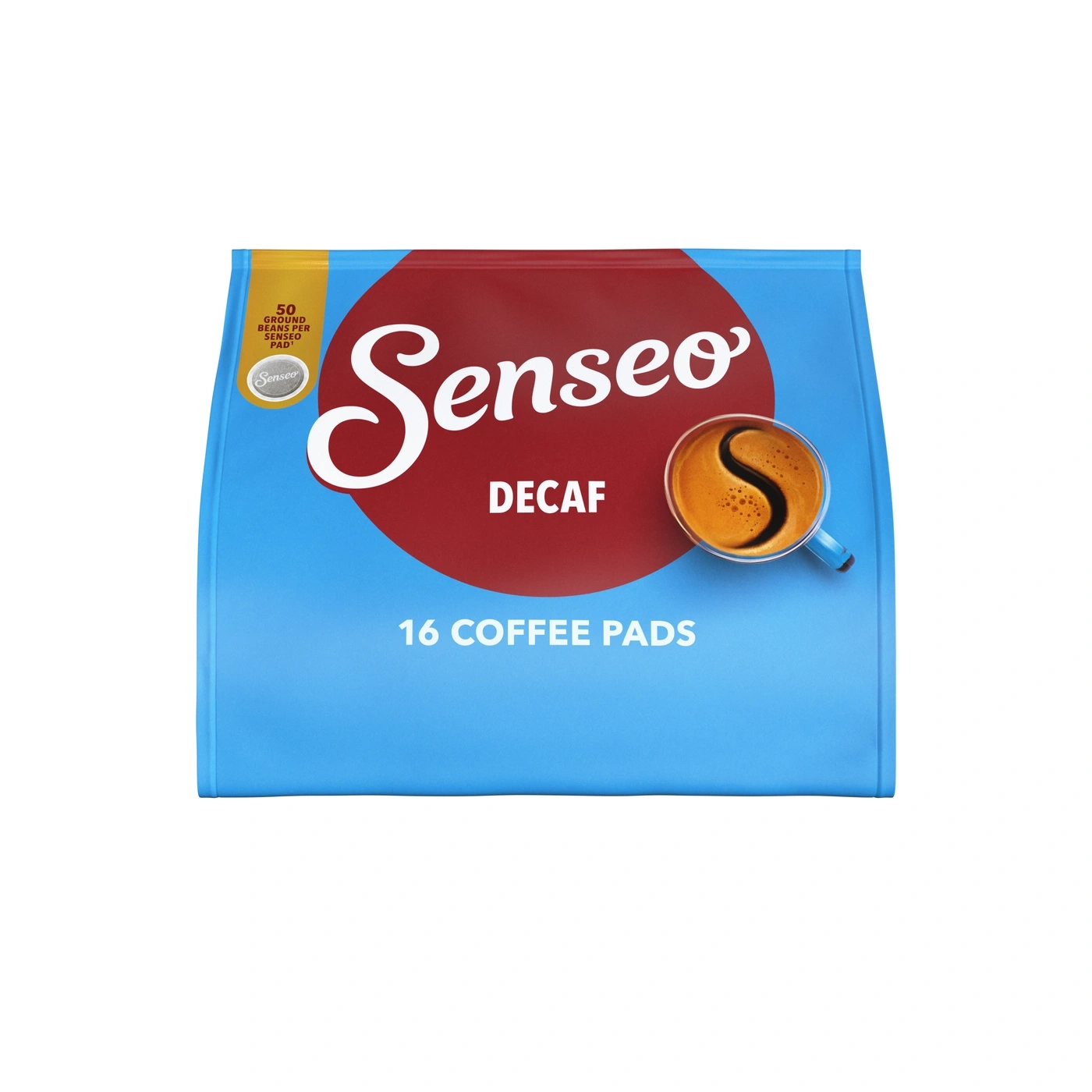Senseo Decaf 16 Kaffee-Pads mit Tasse Kaffee