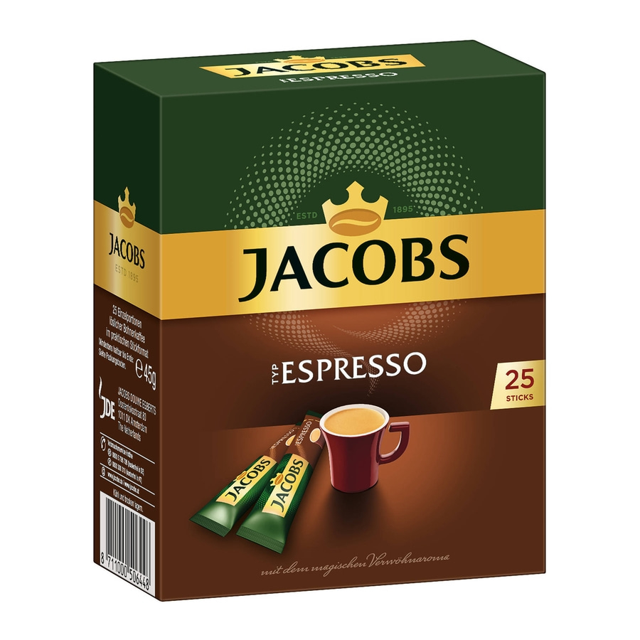 JACOBS Löskaffee Typ Espresso 12 x 25 Getränke Sticks löslicher Kaffee