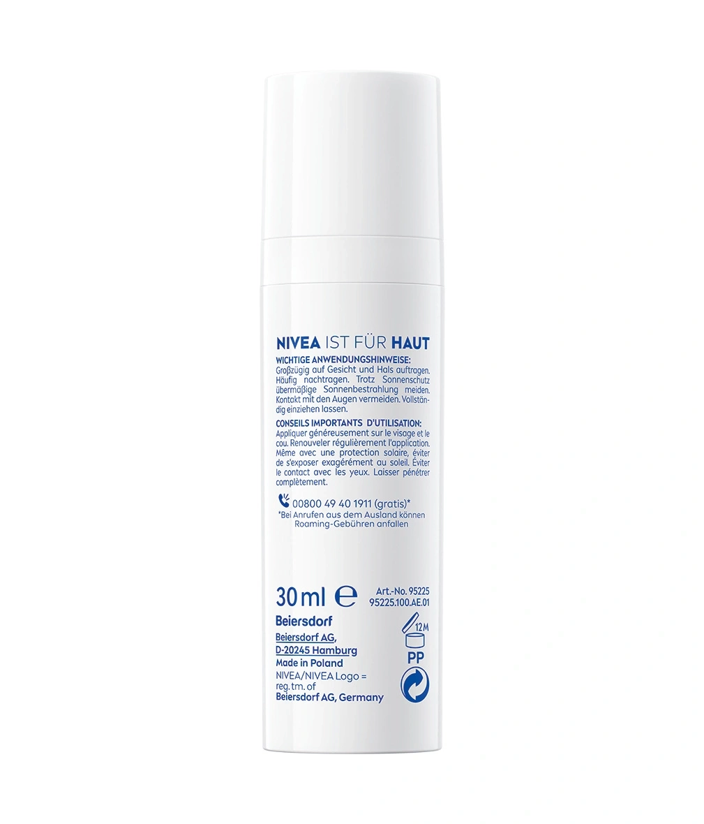 Nivea-Produkt, 30 ml, Hautpflege, Anwendungshinweise, Sonnencreme, Gesicht, Hals, Augen, Beiersdorf