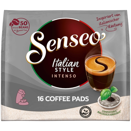 Senseo Kaffee Pads, Italian Style Intenso, 16 Pads, inspiriert von italienischer Röstung, kompostierbar