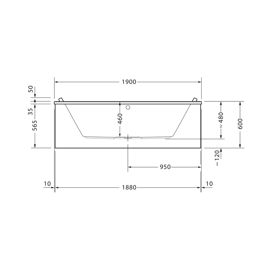 DURAVIT Badewannen Starck 1900x900 mm Badewanne rechteckig Ablauf Mitte weiß