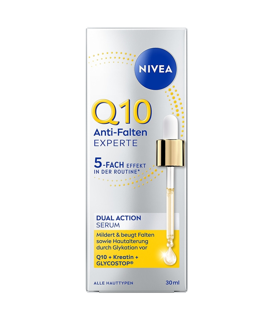 Nivea Q10 Anti-Falten Experte Dual Action Serum Verpackung mit Pipette