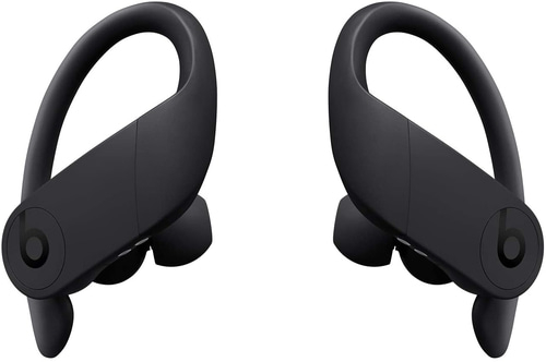 Schwarze Beats Powerbeats Pro Kopfhörer, Nahaufnahme, isoliert auf Weiß