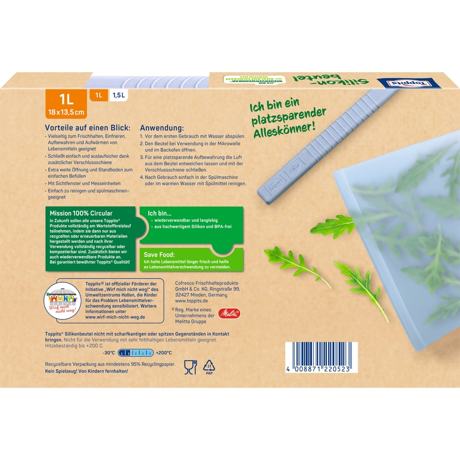 Toppits® Back-Set Backpapier Bögen Alufolie Spritzbeutel Allzweckbeutel Silikon