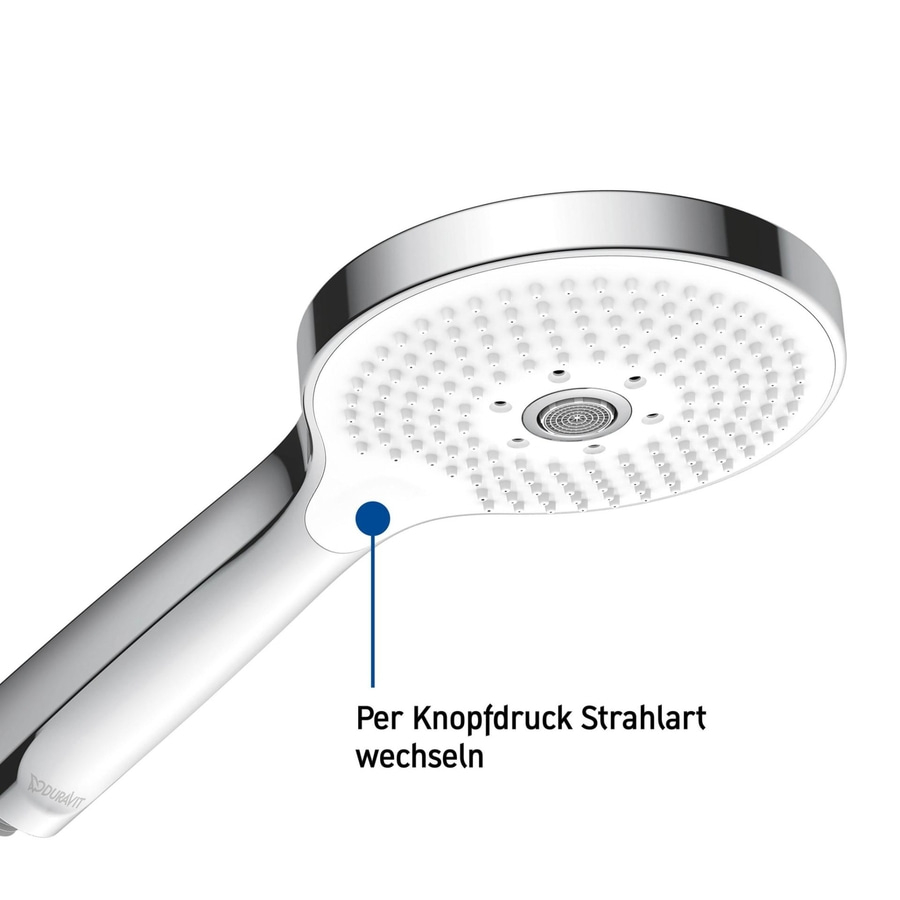 Duschkopf mit Knopf zum Wechseln der Strahlart, glänzend