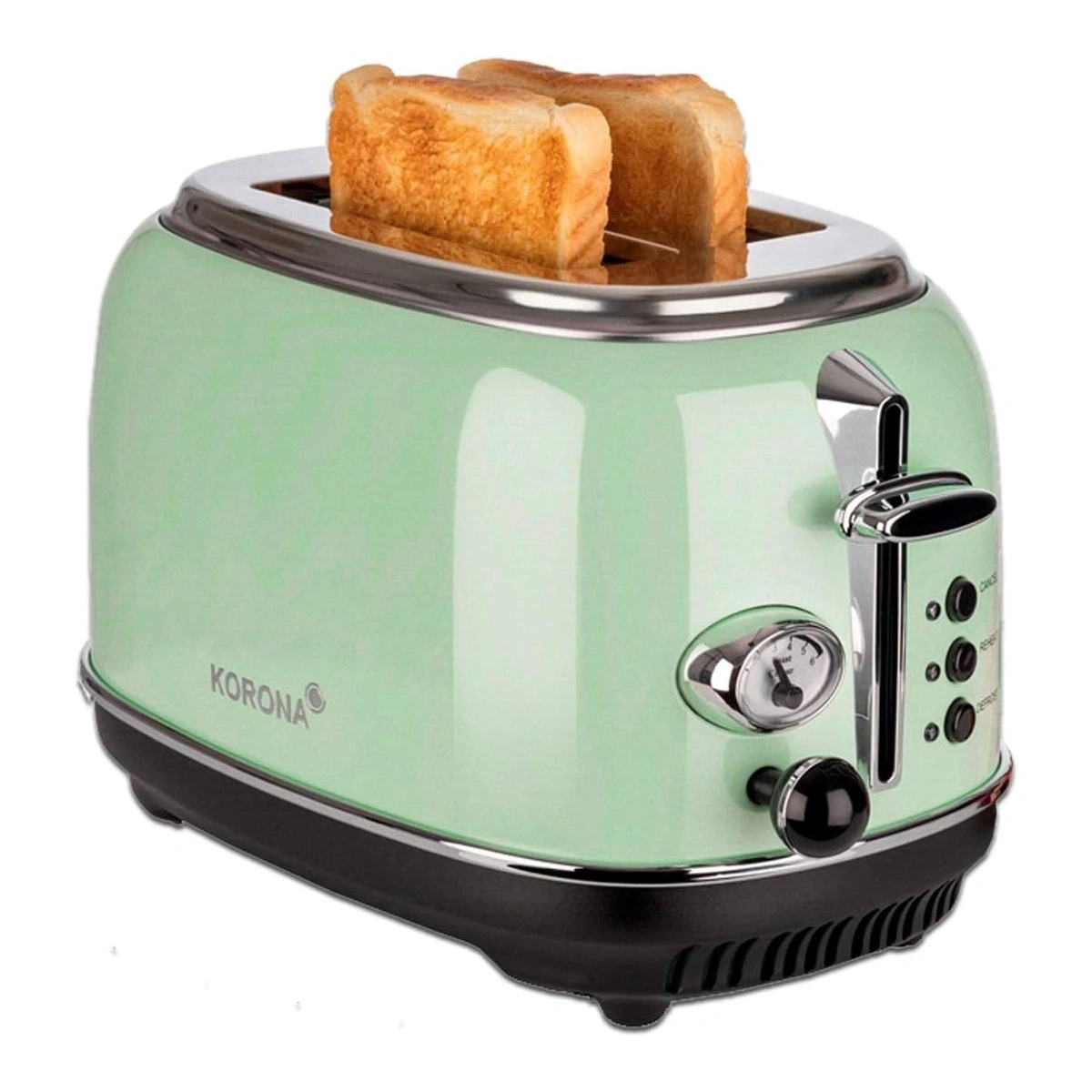 Grüner Toaster mit Toastbrot, Retro-Design, Marke Korona, Küchengerät