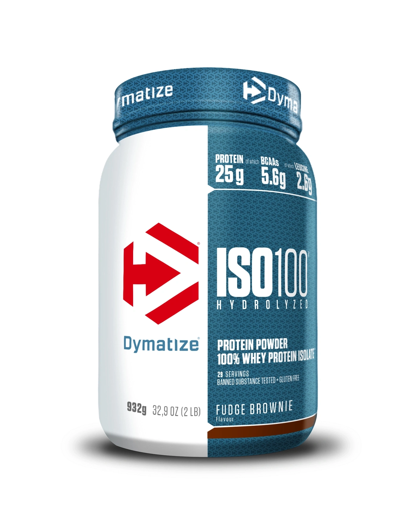 Dymatize ISO100 Proteinpulver, Fudge Brownie Geschmack, 932g, 100% Whey Protein Isolat
