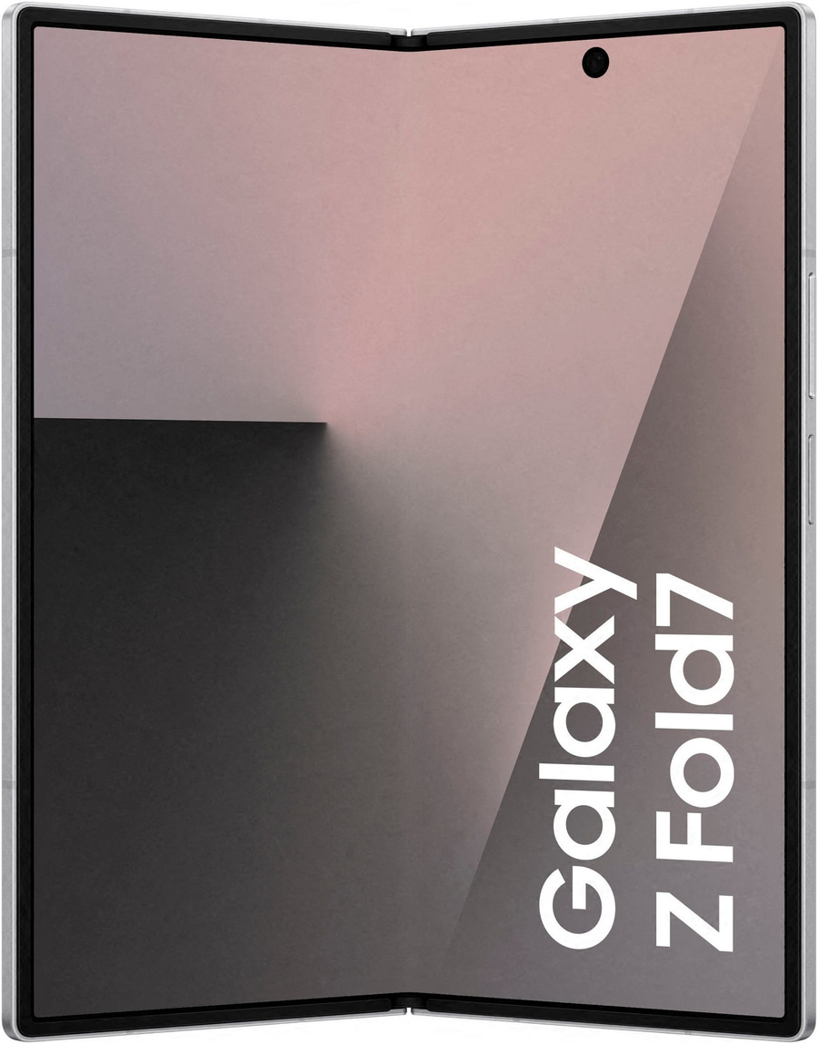 Ein zusammengeklapptes Samsung Galaxy Z Fold7 Smartphone mit einem minimalistischen Hintergrund.