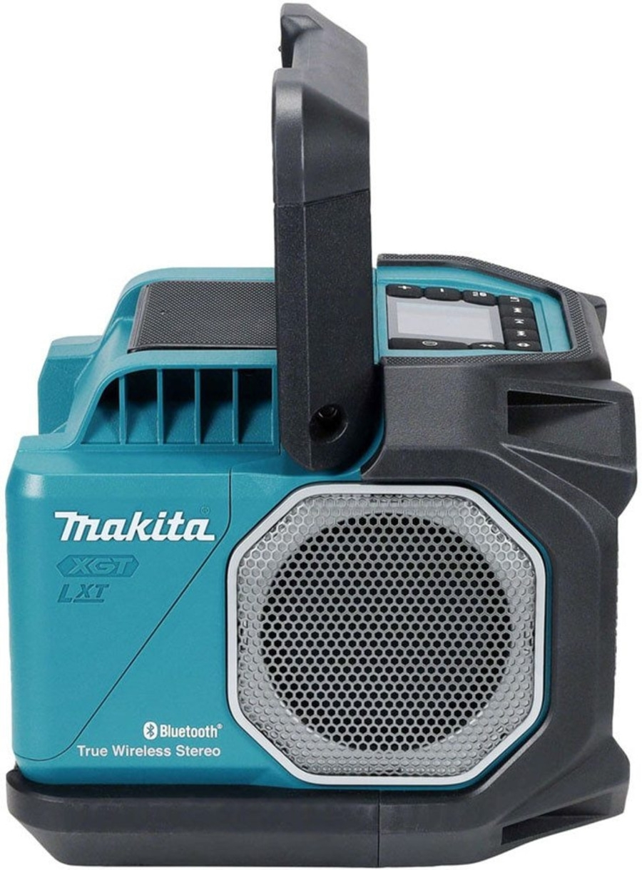 Makita XGT LXT Bluetooth-Radio, tragbar, türkis-schwarz, robustes Design, mit Tragegriff und Lautsprecher