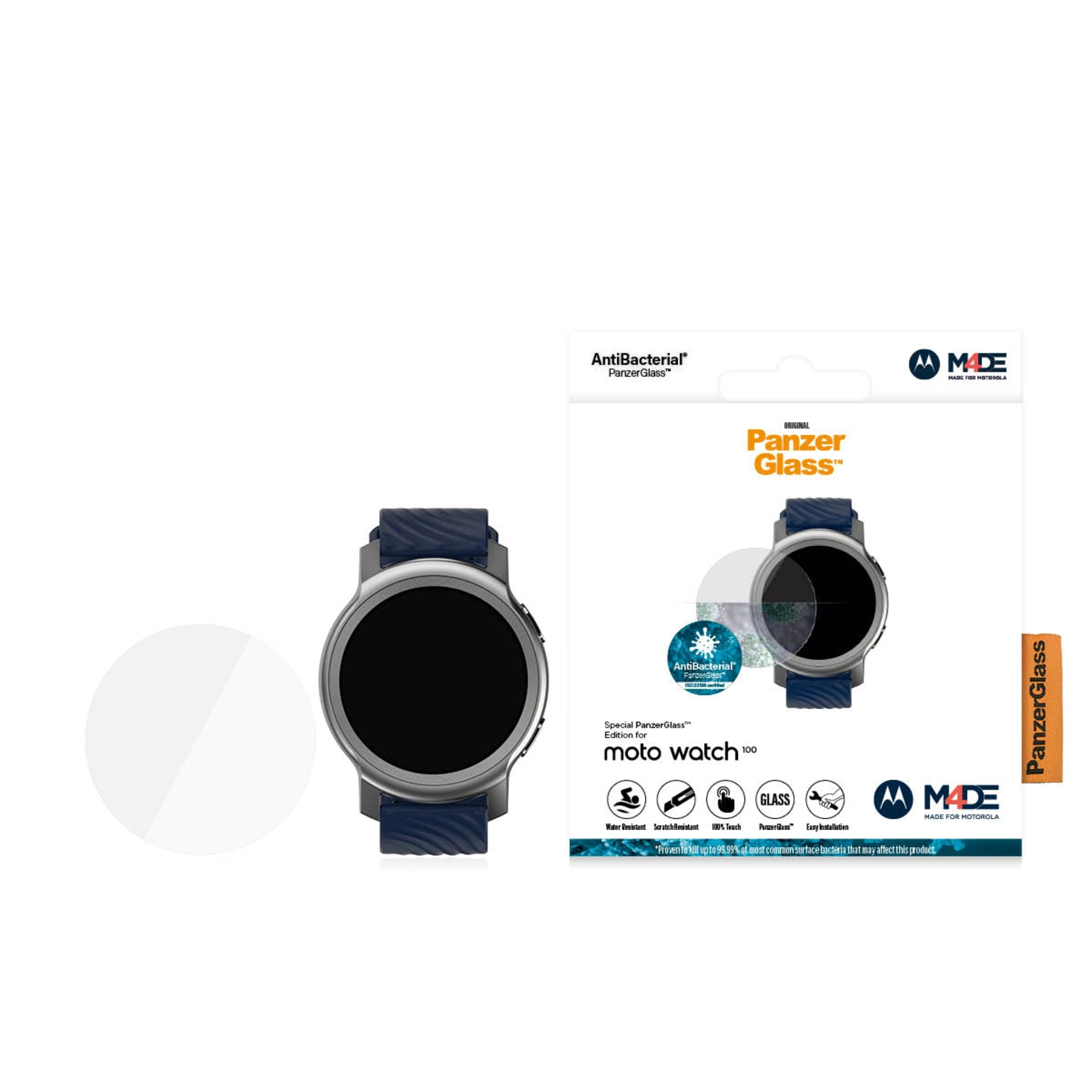 PanzerGlass™ Motorola Moto Watch 200 34.9mm | Smartwatch Screen Protector Glass