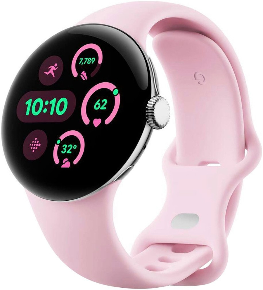 Rosa Smartwatch mit digitaler Anzeige, Fitness-Tracking und Armband
