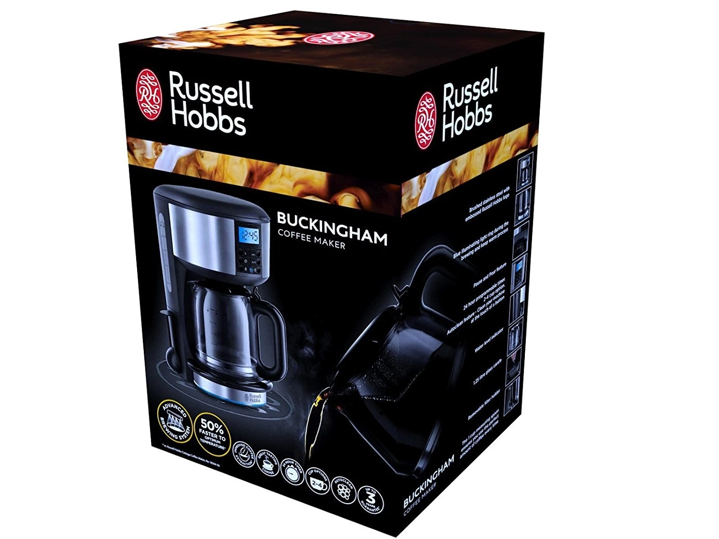 Kaffeemaschine von Russell Hobbs, Buckingham, 50% schneller, 24 Stunden Timer, Edelstahl