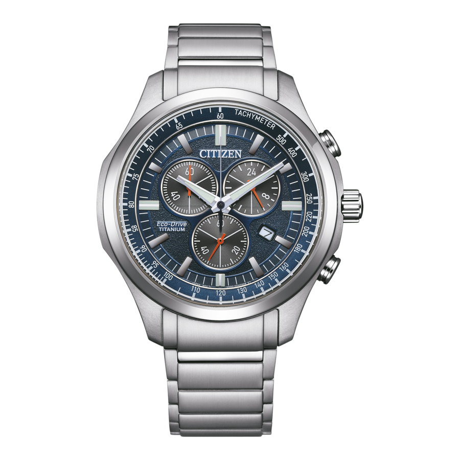 CITIZEN Herren Armbanduhr AT2530-85L Chronograph Eco-Drive Titan 43 mm B-Ware