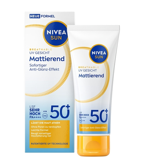 NIVEA Sun UV Gesicht Mattierend LSF 50+ 40ml 12h+ Anti-Glanz-Effekt atmungsaktiv