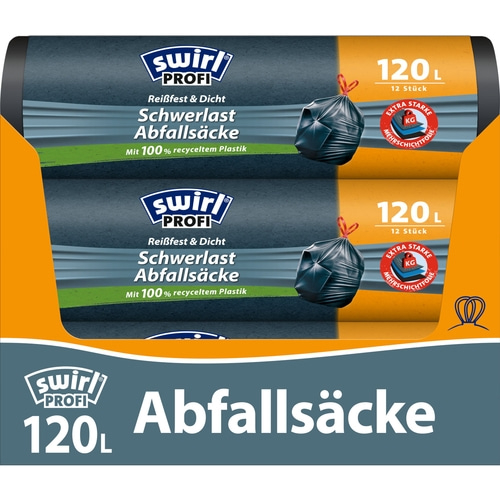 8 x SWIRL Müllbeutel 120 l Zugband á 12 Stück Schwerlast Müllsack NEU