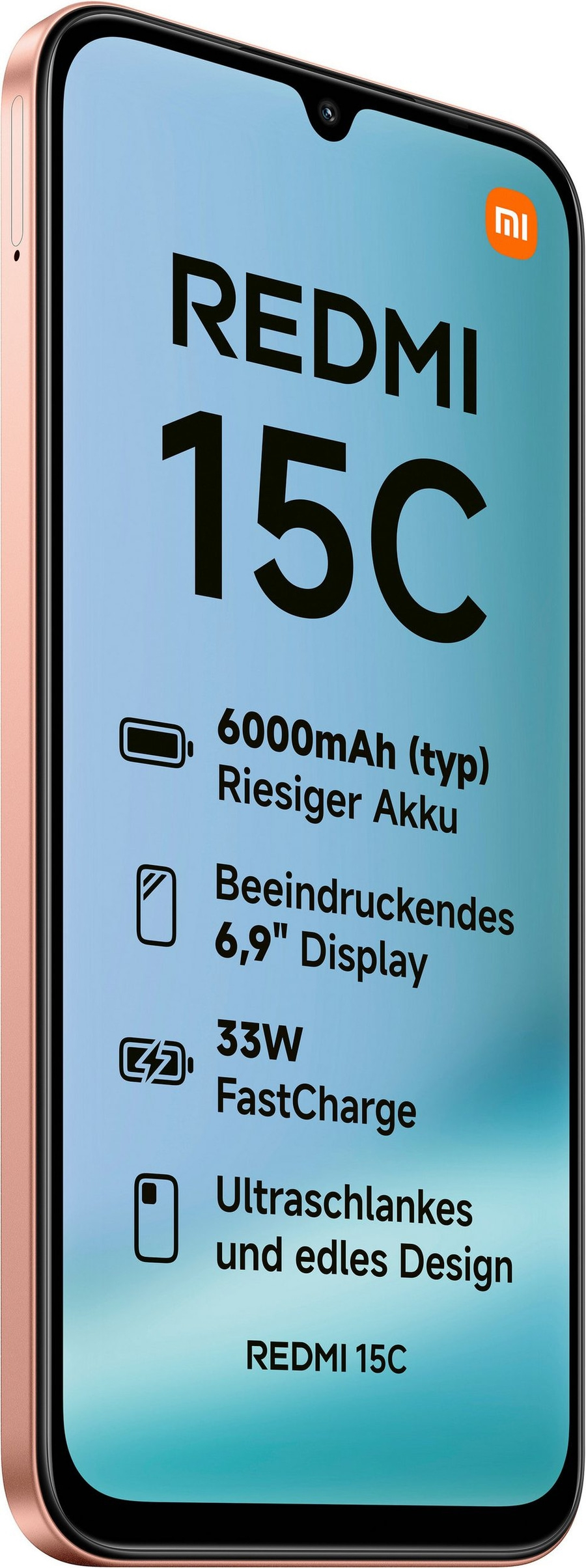 Xiaomi Redmi 15C mit 6000mAh Akku und 6,9 Zoll Display.