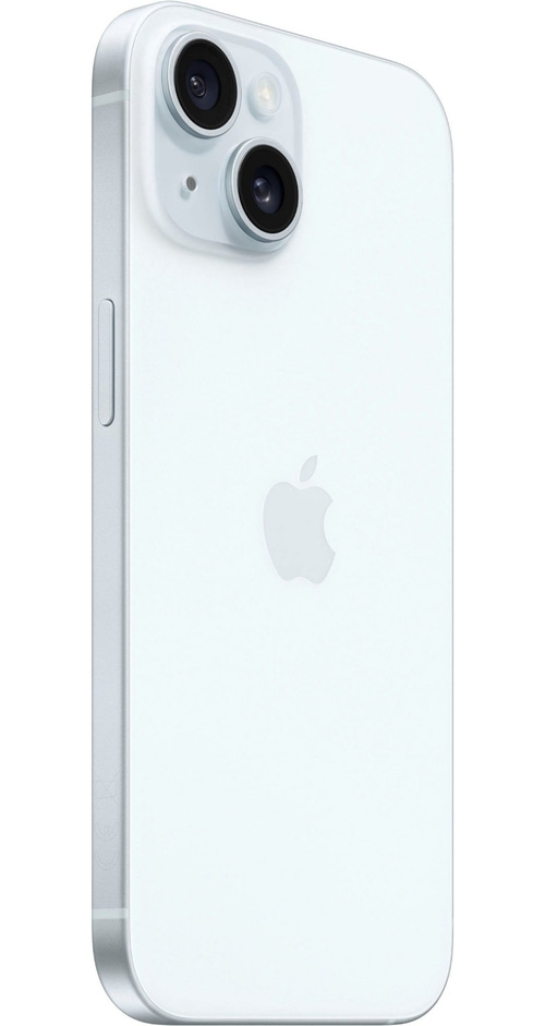 Weißes iPhone mit zwei Kameras und Apple-Logo auf der Rückseite.