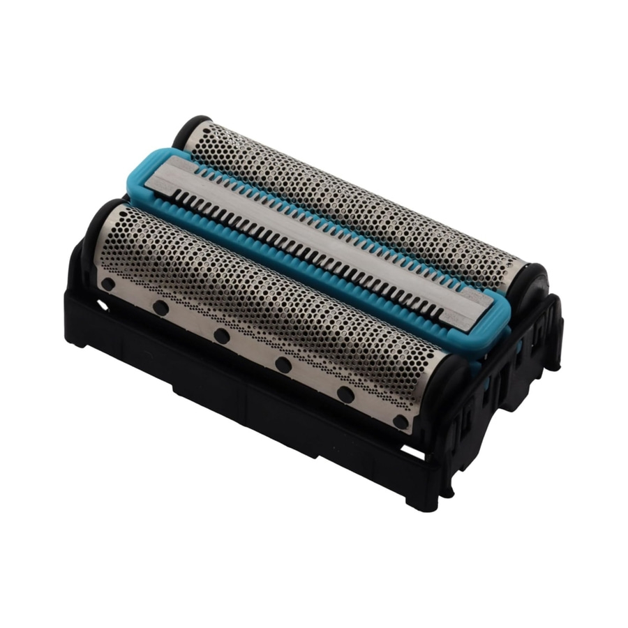 Rasierer Ersatzklingen, silberfarben, blau, schwarz, Lochmuster, Nahaufnahme