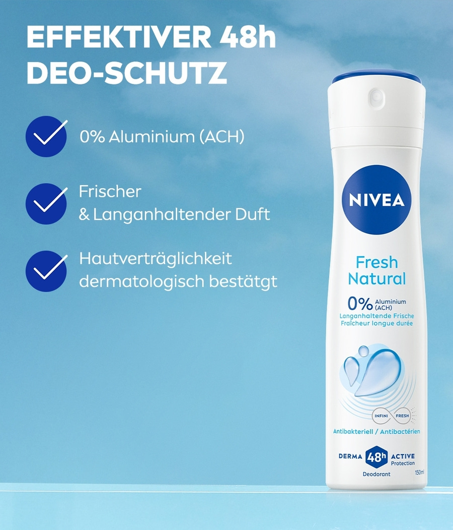 NIVEA Deodorant Fresh Natural Deo Spray 6 x 150ml