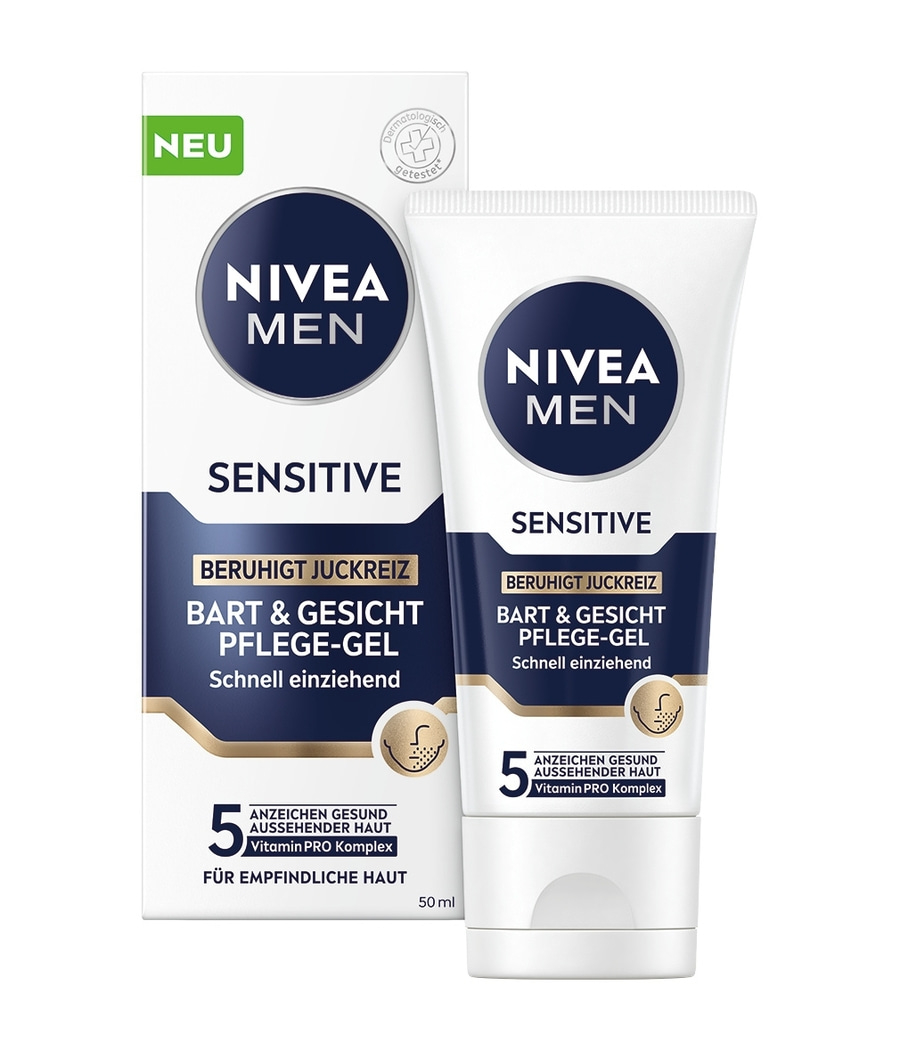 NIVEA MEN Bart & Gesichtspflege Gel Sensitive 24h Feuchtigkeit lindernd 2 x 50ml