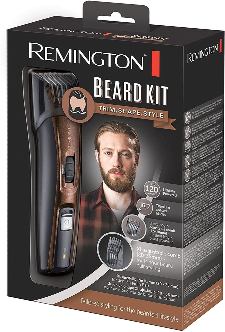 REMINGTON Bartschneider-Set MB4046 Barttrimmer mit XL-Kamm für Vollbart Schere